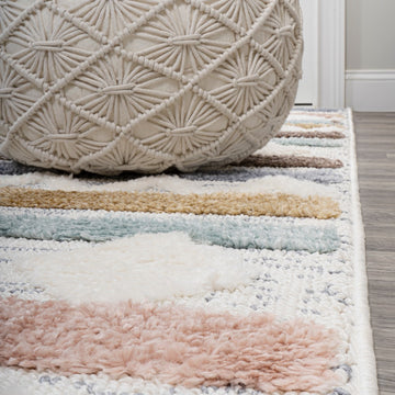Faiza Moroccan Striped Geometric High-low Area Rug